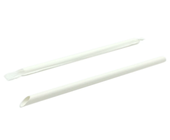 Paper Straws in Individual Wrapping, Angle-cut, Ø 12 mm, 21 cm, White, 200 pcs – Suitable for Bubble Tea